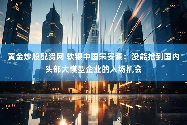 黄金炒股配资网 软银中国宋安澜：没能抢到国内头部大模型企业的入场机会
